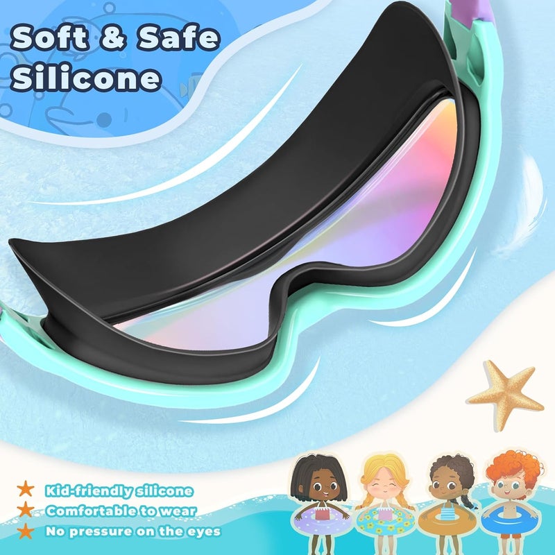 Keary 2 Pack Kids Swim Goggles for 3-15 UV Protection Anti-Fog Pool Water Swimming Goggles For Boys Girls Youth Toddler - Image 4